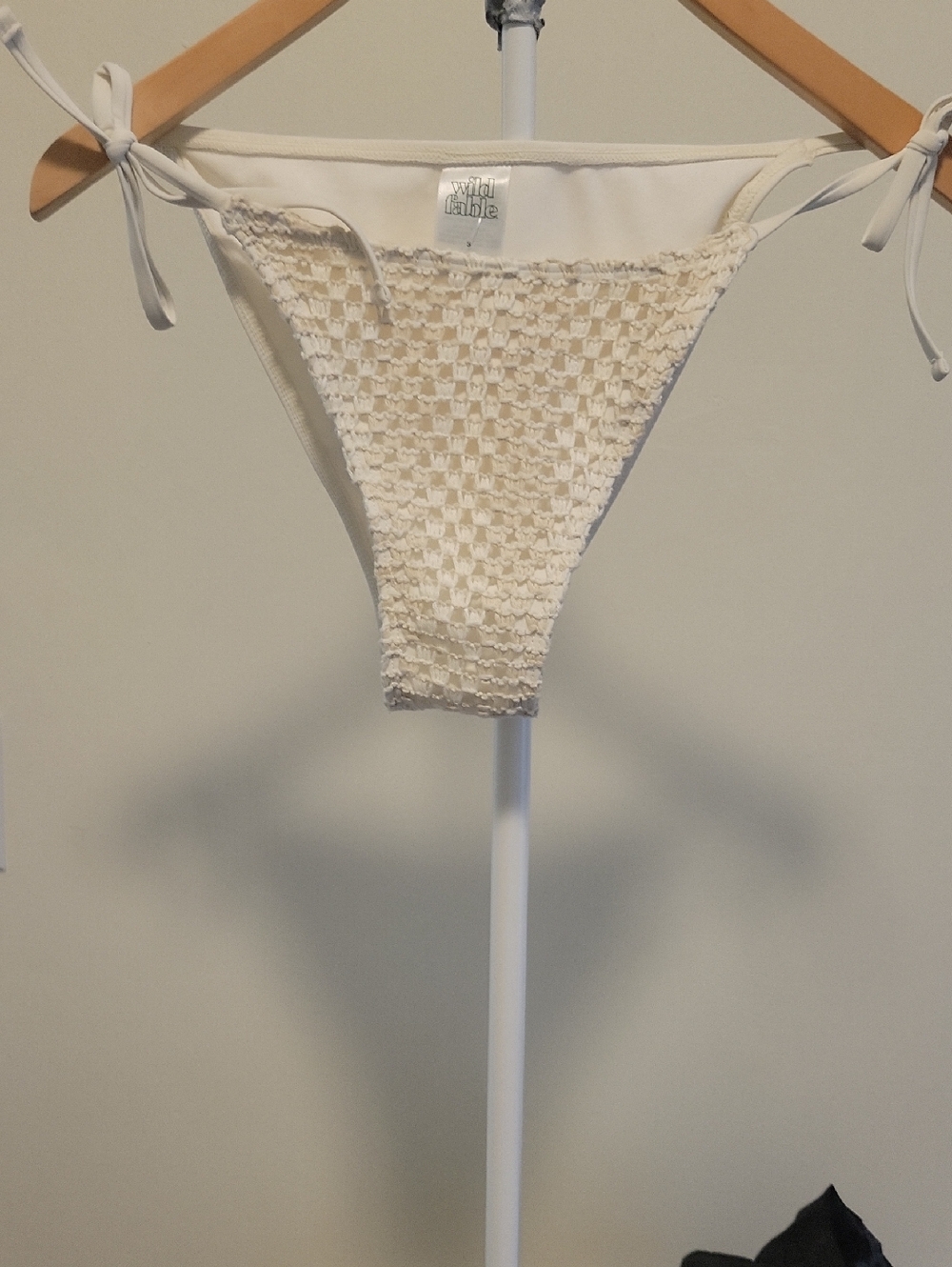 wild fable Cream Smocked Bikini Bottom with Knit Overlay